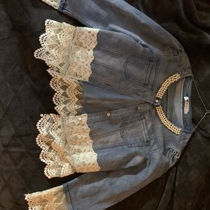 Jean Jacket, Lace, Pearls